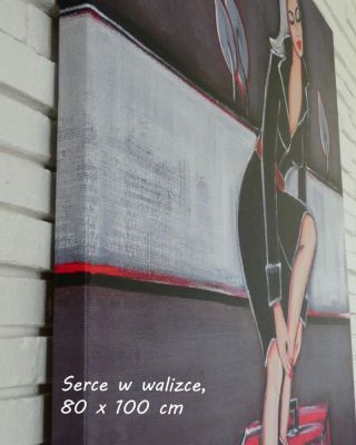 Serce w walizce, 80x100 cm